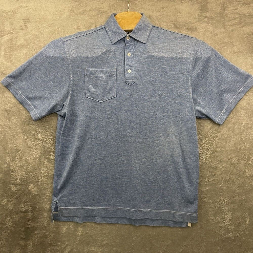 FootJoy FJ Polo Golf Shirt Men's M Blue W Pocket Stretch Performance
